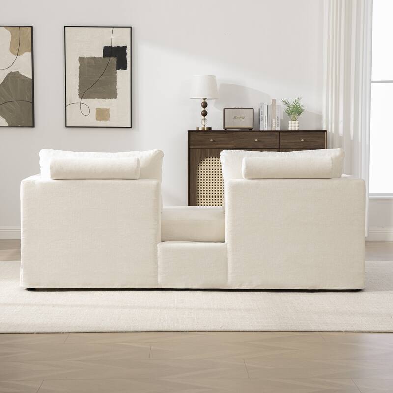 82.7" W Chenille Fabric Comfortable 2-Seater Sofa With Plush Cushion,Loveseat With Pillows