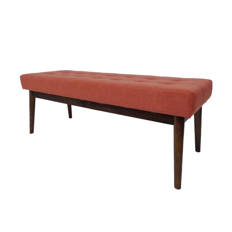 Mid-Century Tufted Ottoman with Rubberwood Frame by Christopher Knight Home