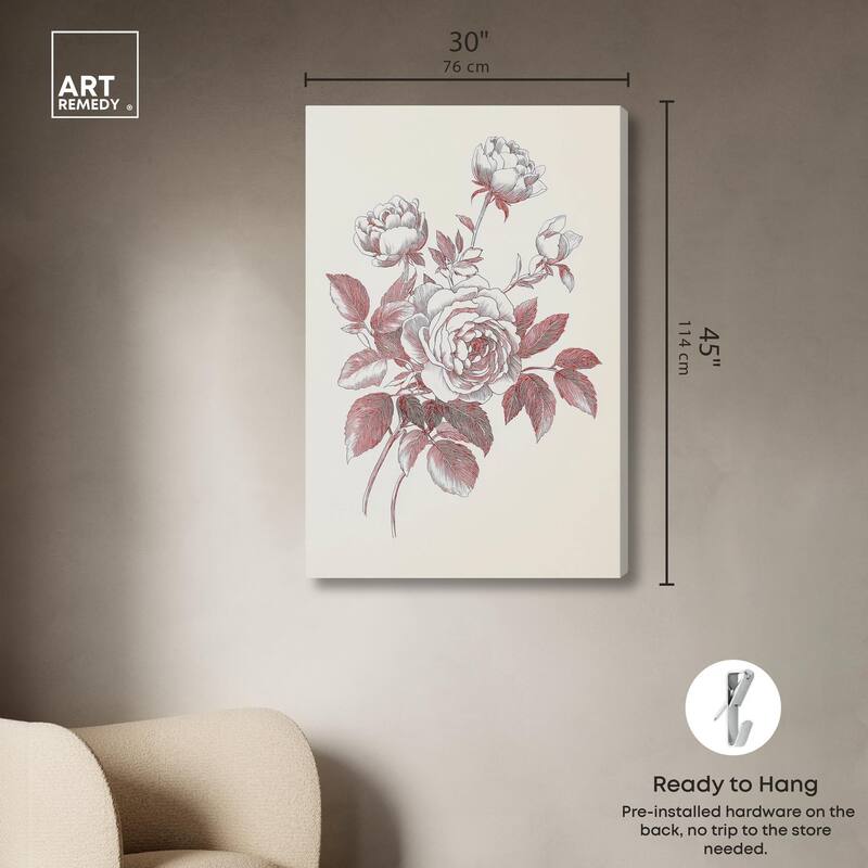 Breezy Red Pencil Blooms II Canvas by Art Remedy, Gallery Wrapped