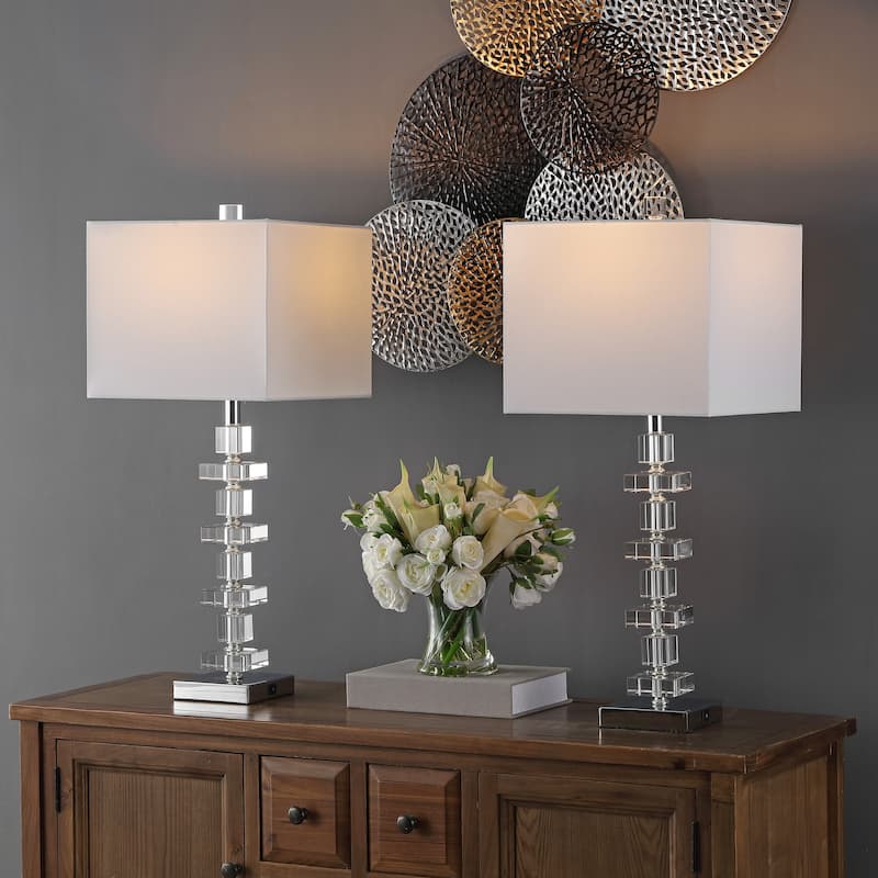 SAFAVIEH Lighting 28 inch Crystal Deco Crystal Table Lamp (Set of 2)