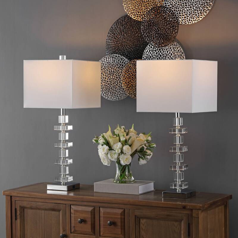 SAFAVIEH Lighting 28 inch Crystal Deco Crystal Table Lamp (Set of 2)