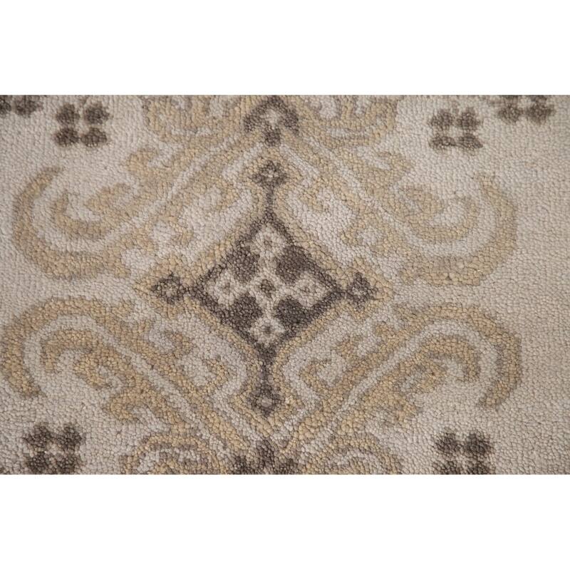 Geometric Oushak Oriental Area Rug Handmade Wool Carpet - 8'10"x 11'11"