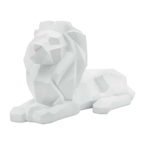 slide 2 of 9, Sagebrook Home Modern Polyresin Geometric Lion Figurine - Stylish Decorative Sculpture for Home Decor - 13" x 6" x 8" White - 13" x 6" x 8"