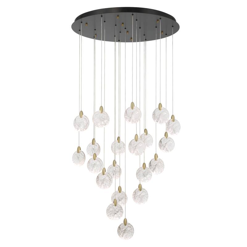 Artcraft Snowflake Chandelier - Matte Black with Satin Brass Accent