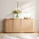 preview thumbnail 1 of 16, 70-inch Wide Modern Sideboard Cabinet with Semi-Cylindrical Columns Oak