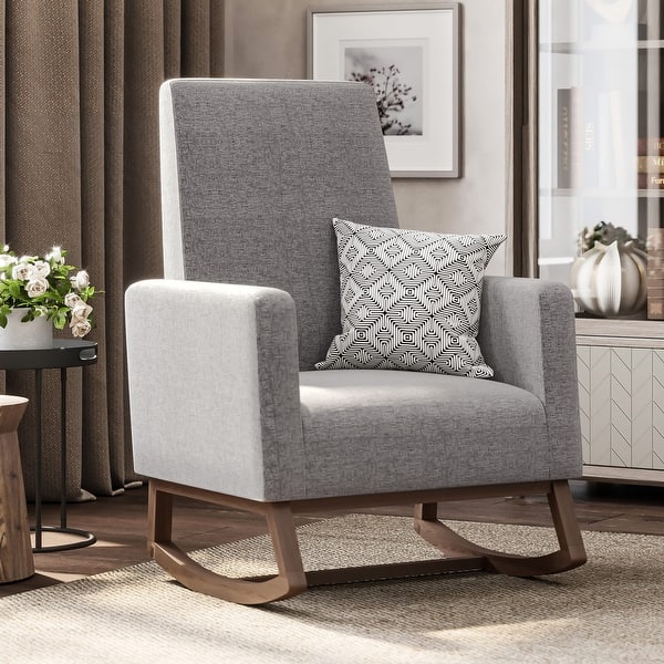 slide 2 of 6, BELLEZE Rocking Chair Upholstered Armchair Padded Seat, Gray
