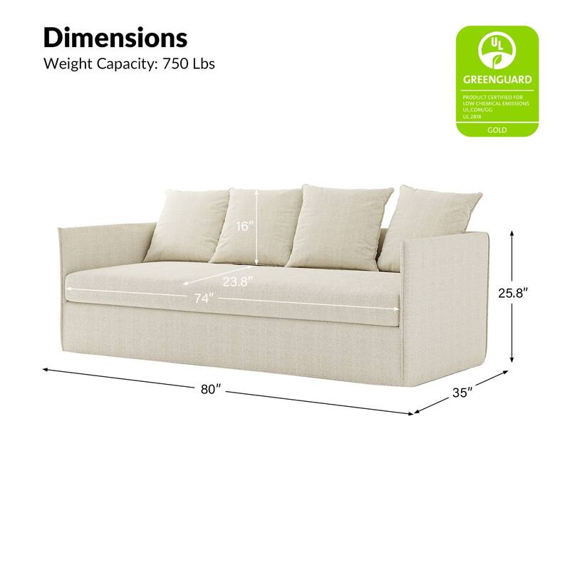 Gottfried 80" Slipcovered Sofa with Two Slipcovers by HULALA HOME
