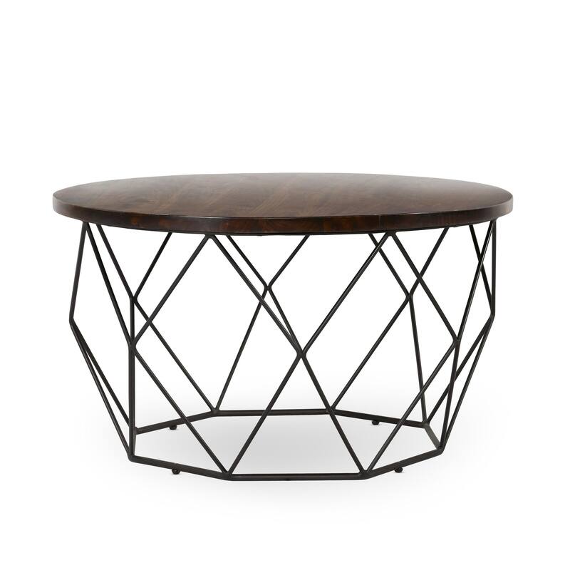 Chester Round Mango Wood Coffee Table Dark Brown by Kosas Home