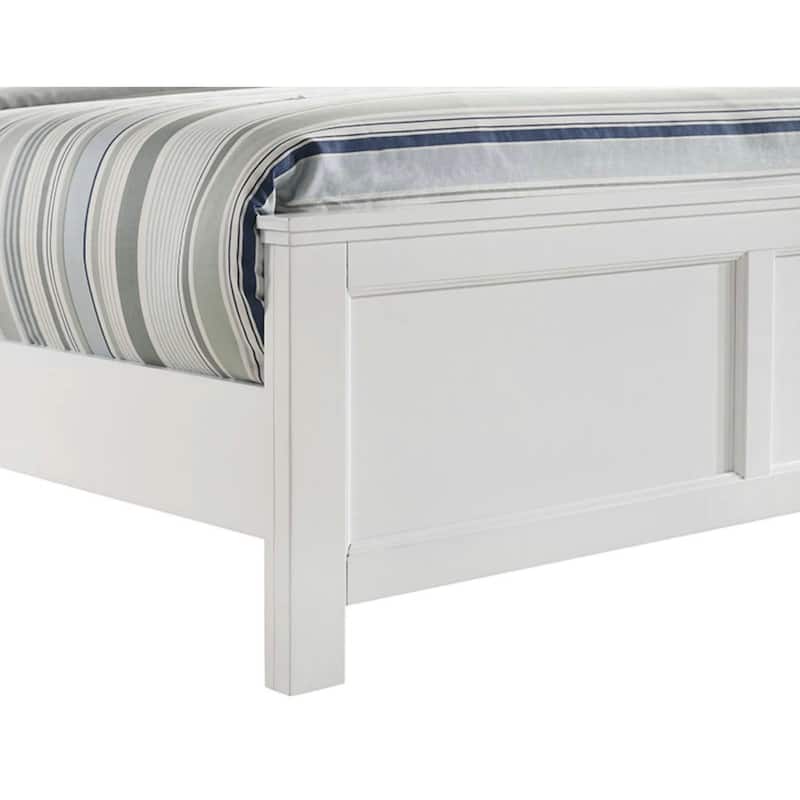 Aver Queen Size Bed, Transitional Carved Panel Design, White Wood Finish