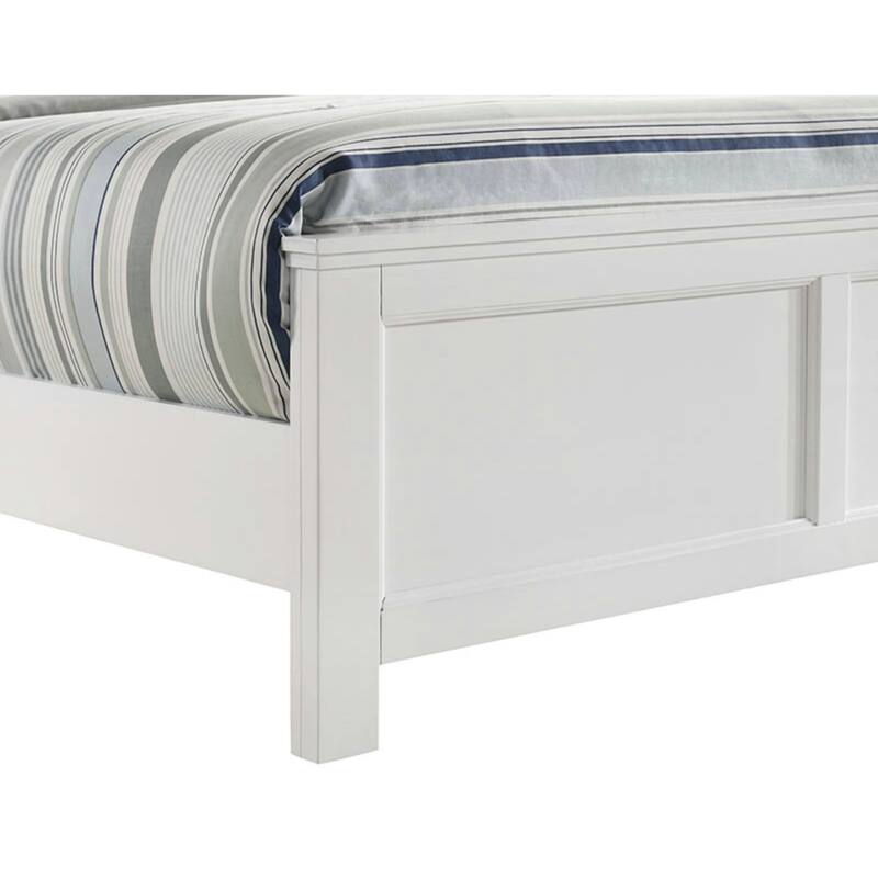 Aver Twin Size Bed, Transitional Carved Panel Design, White Wood Finish