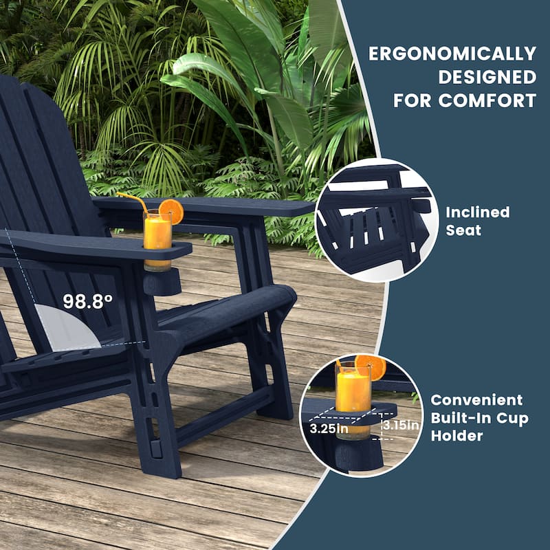 Polytrends Coastline Outdoor Poly Adirondack Chair with Ottoman