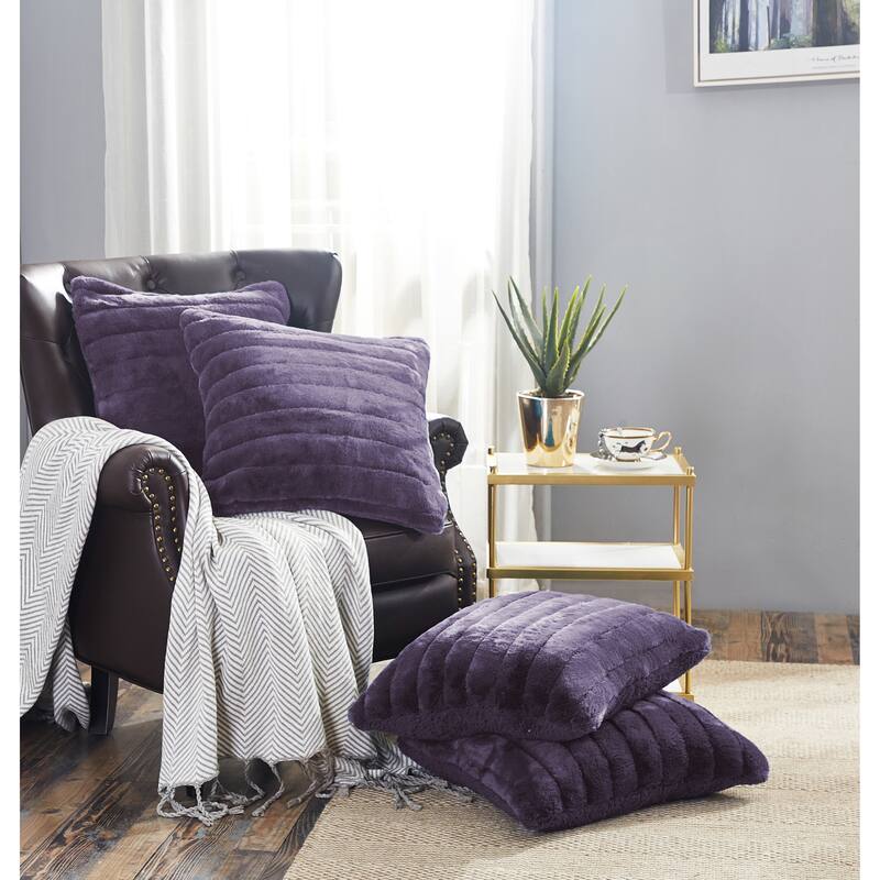 Supermink Soft Solid Throw Pillow Covers Set of 4, NO INSERT - Black Plum