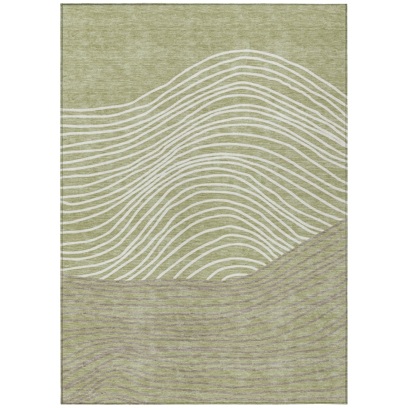Machine Washable Indoor/ Outdoor Modern Arches Chantille Rug