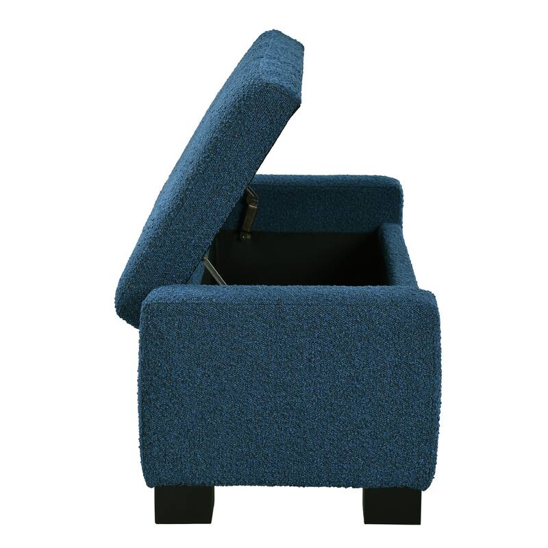 50" Ottoman Bench in Textured Fabric, Rectangular Design with Hinged Lid for Seating, Footrest, and Hidden Storage