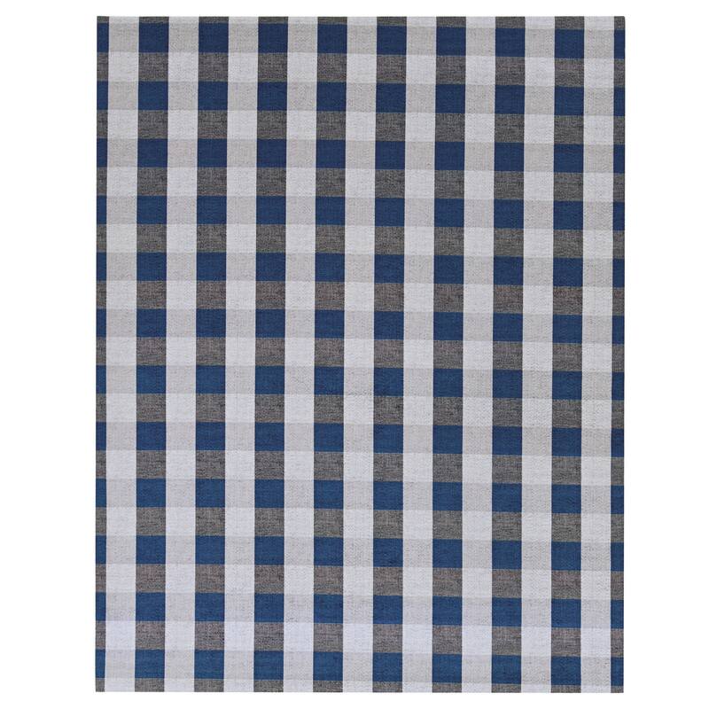 Foss Floors 6X8 Checked Indoor/Outdoor Area Rug W/TPR - Blue/White - 6' x 8'