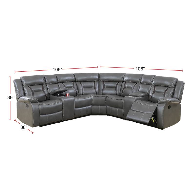 Leatherette Motion Sectional Sofa