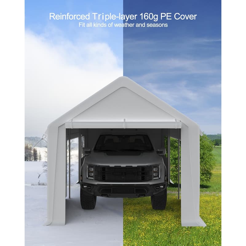 13'x20' Heavy Duty Carport Canopy with Front & Rear Doors