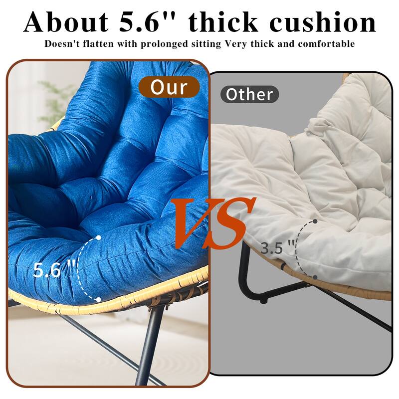 Ultra-Plush Rattan Rocking Chair with Anti-Tip Design for Indoor and Outdoor