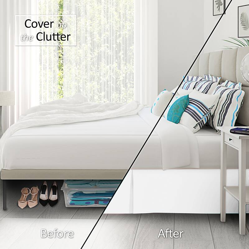 Clara Clark Pleated Bed Skirt-14 inch Tailored Drop - Soft Double Brushed Premium Microfiber Ruffle Bed Skirt - Includes 8 Pins