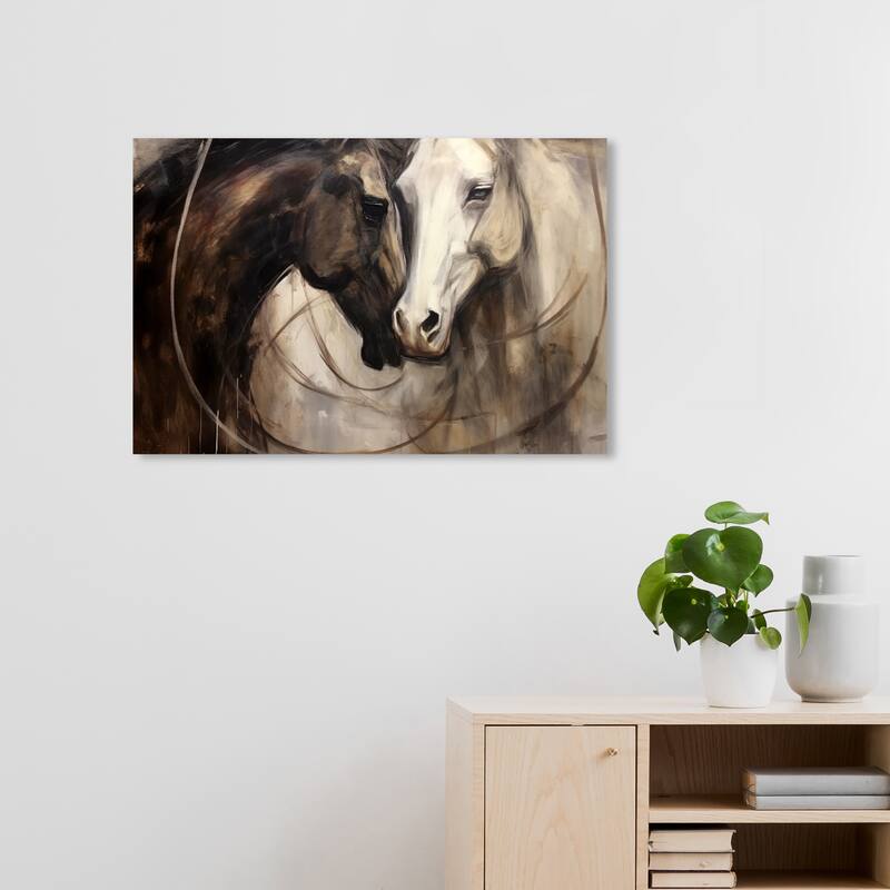 Wynwood Studio Canvas Animals Sweet Equine Lovers Brown and Dark Brown Rustic Wall Art Canvas Print - 30 x 20