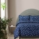 preview thumbnail 3 of 8, Cotton 170-GSM Flannel Solid or Printed Oversized Duvet Cover Set Dark Blue - King