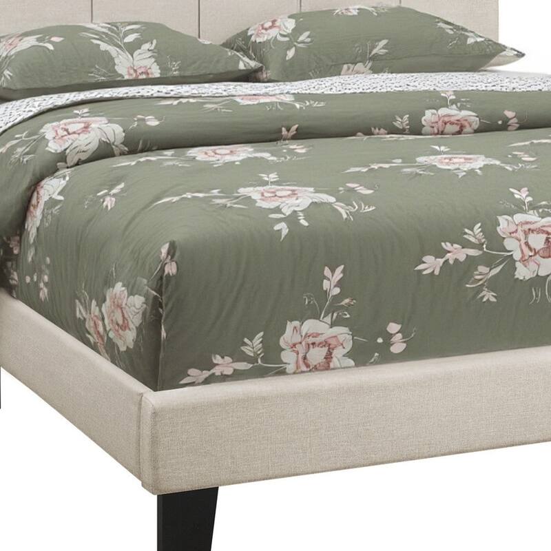 HomeRoots Beige Tufted Linen Queen Bed Frame