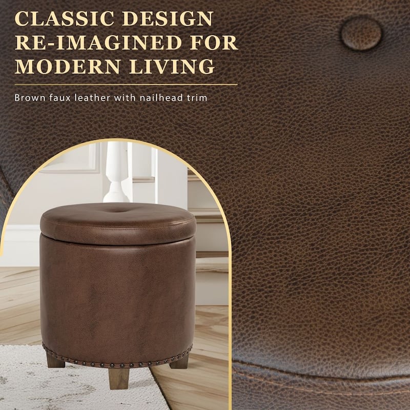 HomePop Storage Ottoman with Nailheads