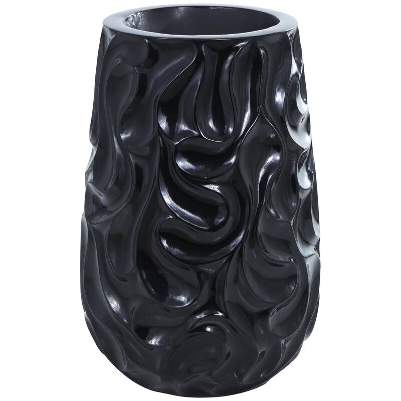 Resin Wave Inspired Textured Decorative Vase - White or Black - Roche River Decor
