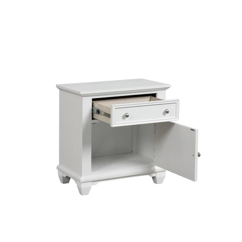 White 1 Drawer 17 in. W Nightstand with Sturdy Hardware and Ample Storage