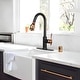 preview thumbnail 3 of 13, Two-Tone Matte Black & Rose Gold Kitchen Faucet with Deck Plate, Single Level Handle and Pull Down Sprayer