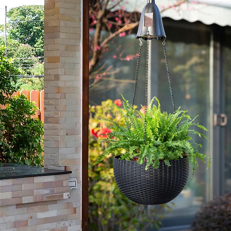 Baimuru 30-inch Height Solar Lighted Hanging Plastic Planter by Havenside Home