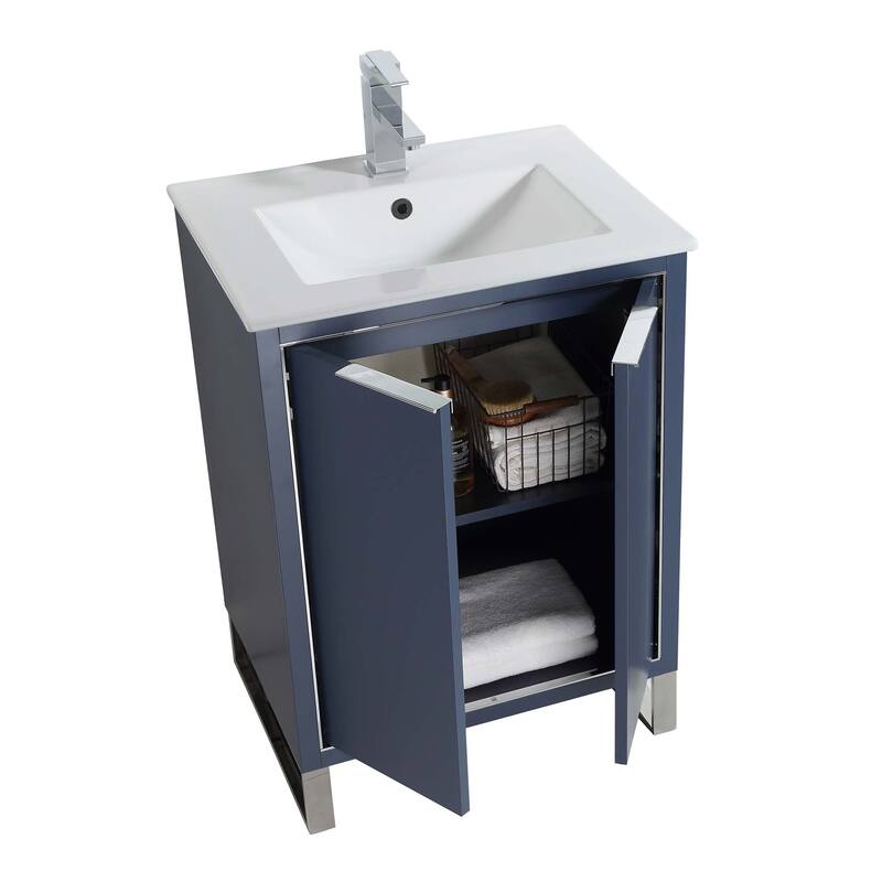 Fine Fixtures Opulence Collection Bathroom Vanity with White Ceramic Sink