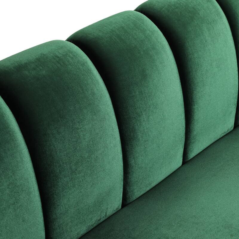 Modern Velvet 3-Seater Sofa with Roud Arms