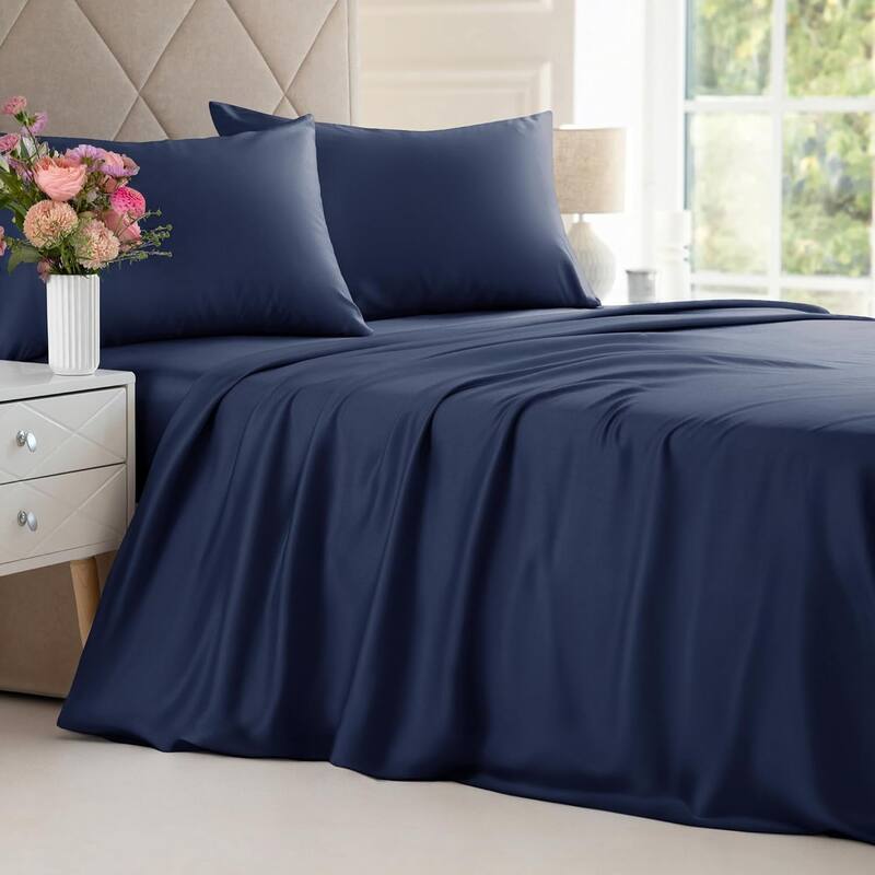 CGK Linens Solid Rayon From Bamboo 4 Piece Deep Pocket Soft Bed Sheet Set