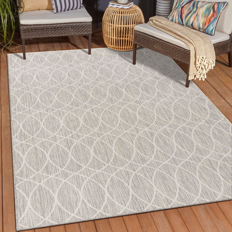 Outdoor Khence Collection Area Rug - Light Gray - 10'x14'