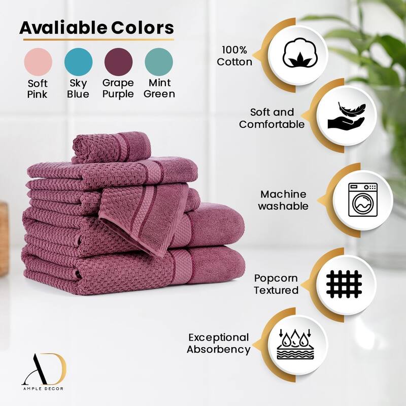 Hand Towel Popcorn Textured- Quick Drying 18 X 28 Inch by Ample Decor