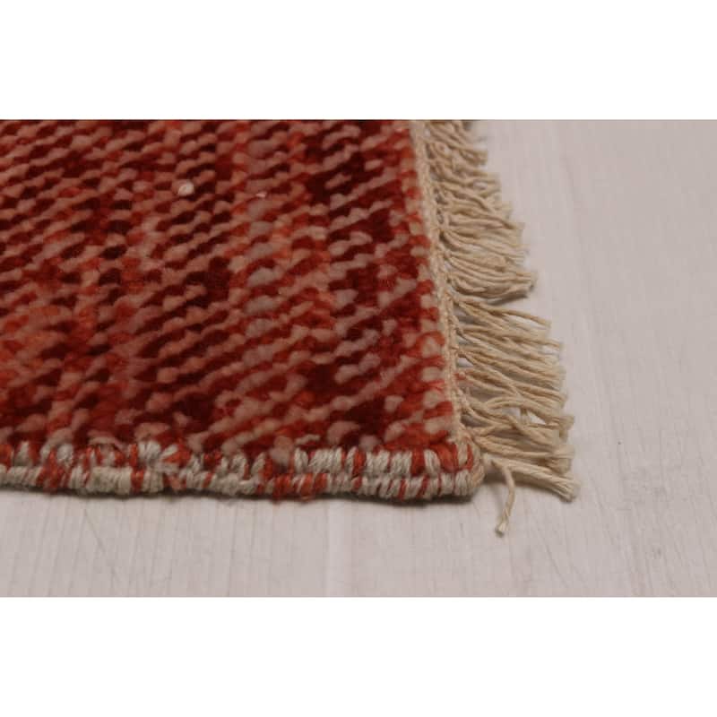 ECARPETGALLERY Hand-knotted Silk Shadow Dark Copper Wool Rug - 6' 6" x 9' 3"