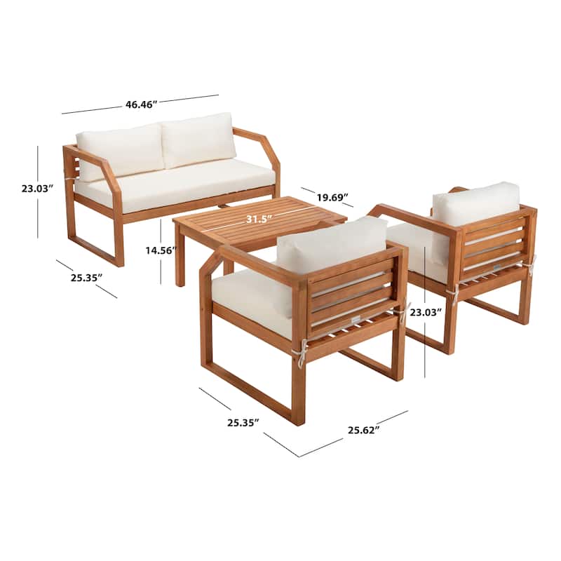 SAFAVIEH Outdoor Keyla 4-Piece Living Set - 46Wx20Dx15H