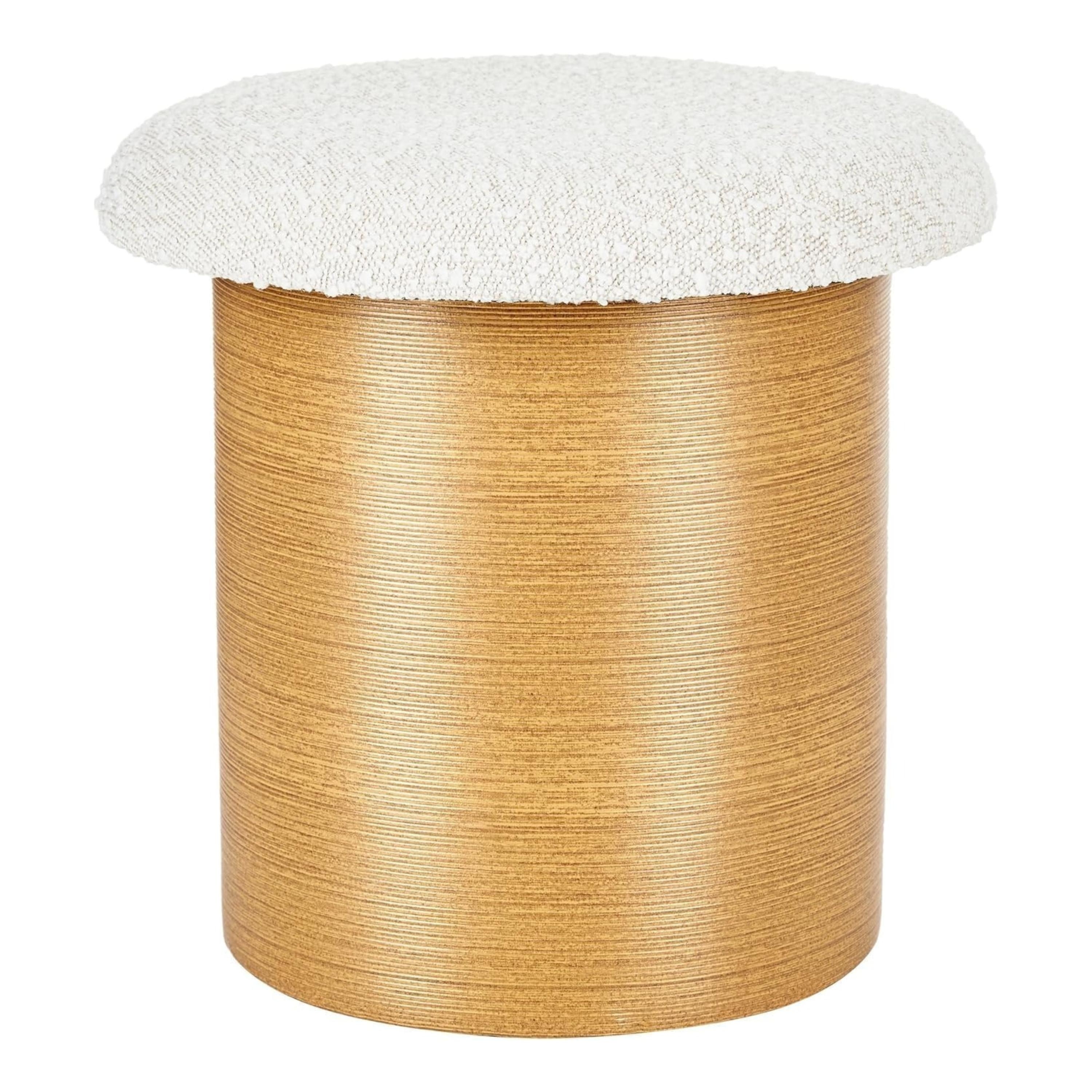 Aria Home Boucle Round Storage Ottoman Foot Stool Small Ottoman