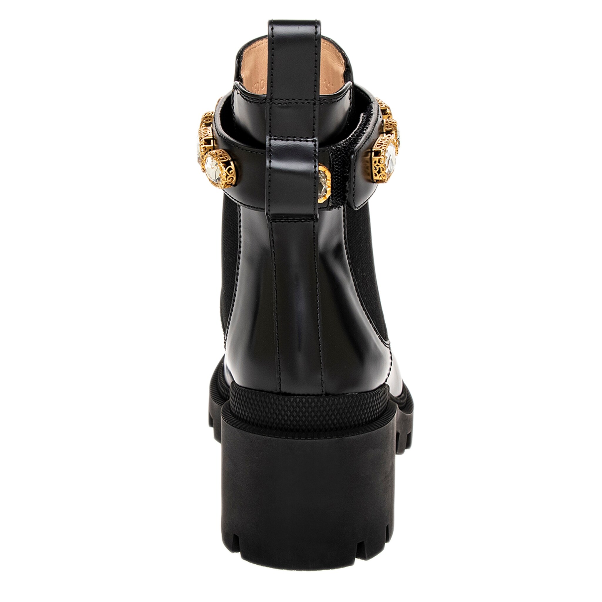 Gucci leather gem ankle belt Gucci Gucci Black Leather Ankle Boot with Gem Studded Belt  main image 3