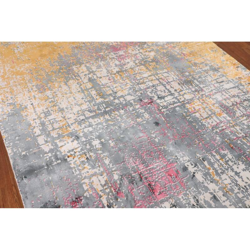 Contemporary Abstract Area Rug Hand-Knotted Bedroom Wool Carpet - 5'3" X 7'5"