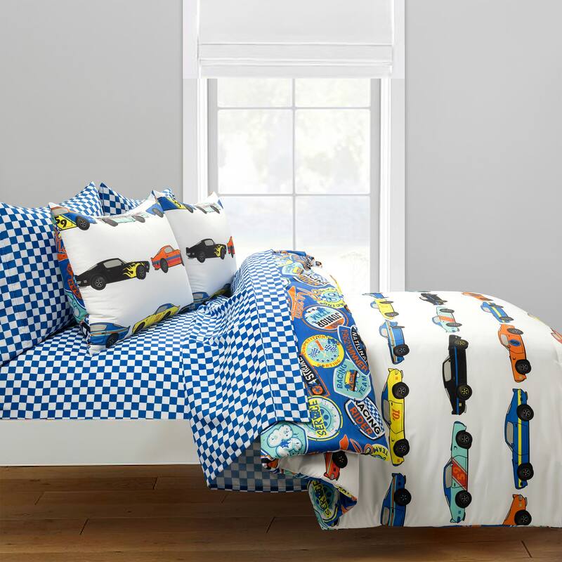 Lush Decor Race Cars Reversible Oversized With Printed Sheet Set Comforter Set