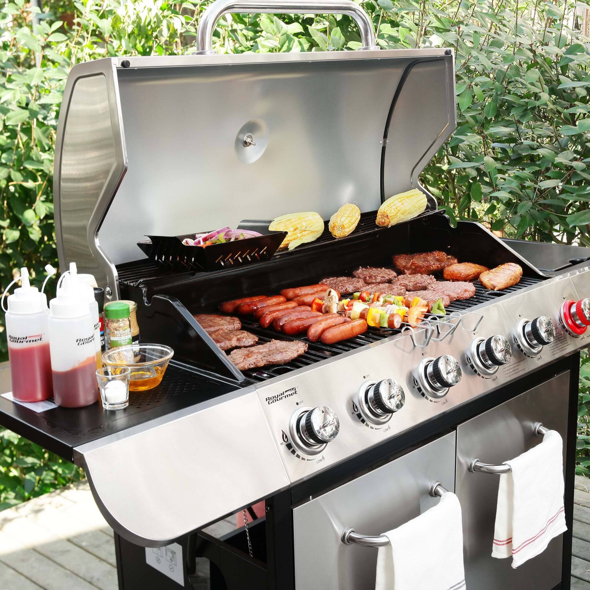 Royal Gourmet 6Burner Grill with Sear and Side Burner,Stainless Steel