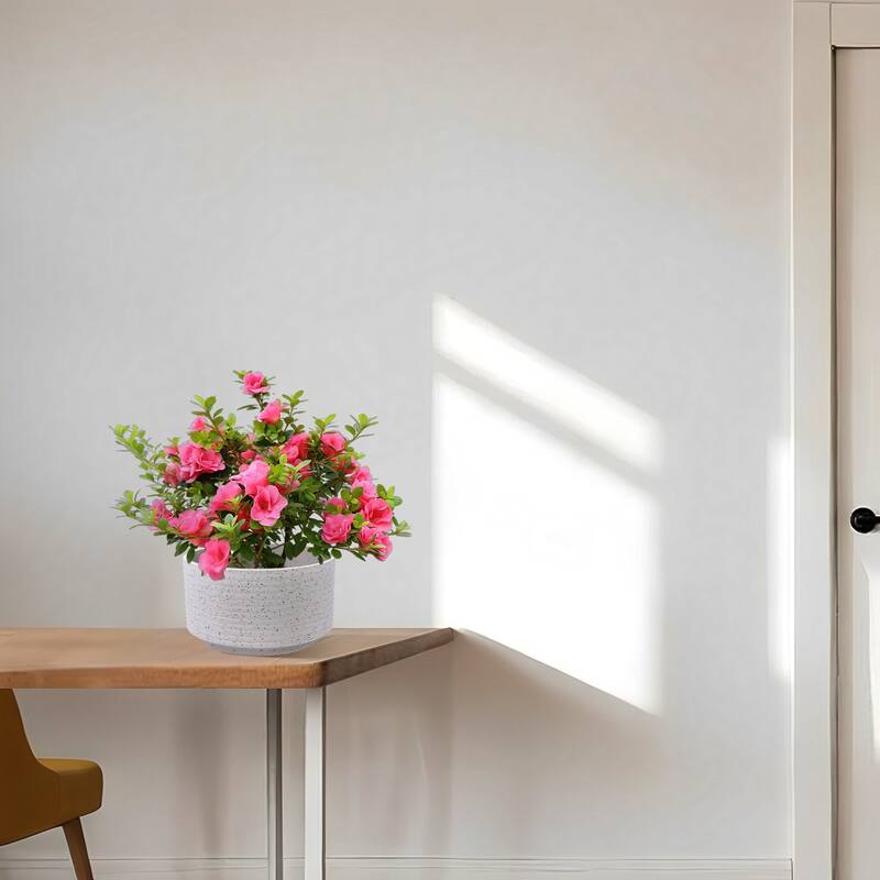 Handmade Ceramic Planter Set of 2, 11" & 8" Diameter, White with Vertical Ridges