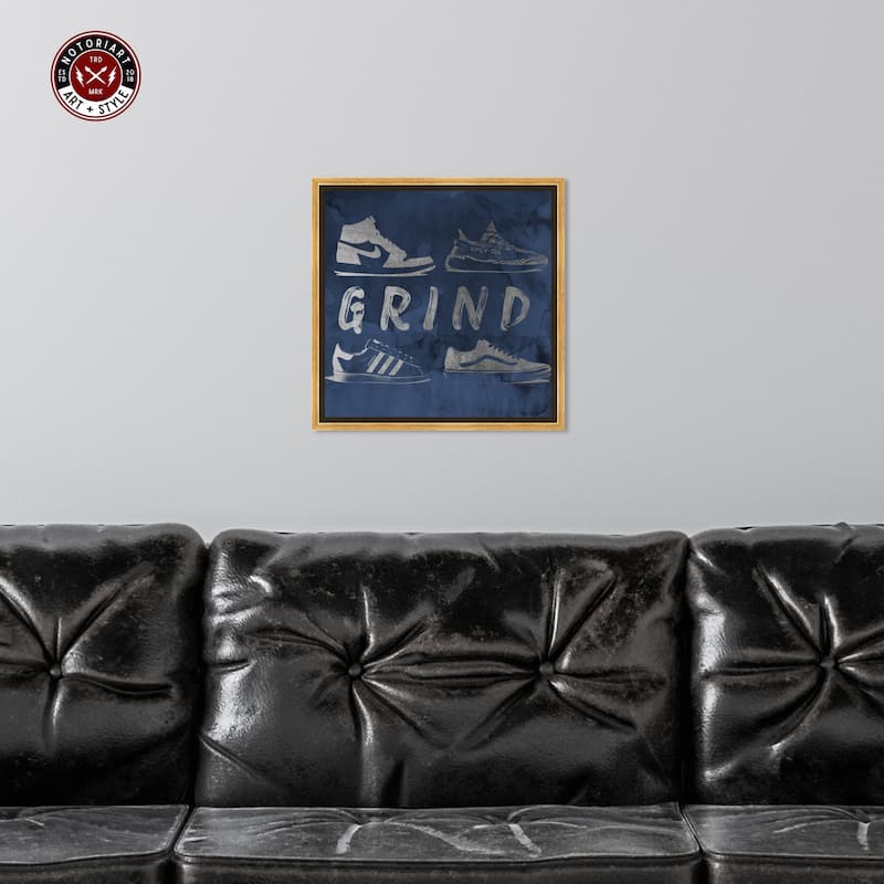 Notoriart Grind Sneakers Navy Framed Sneaker 1 Piece Canvas Wall Art