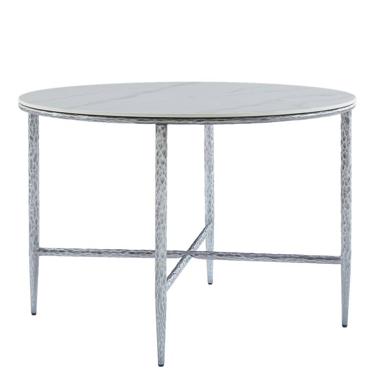 Christopher Knight Home - Modern Sintered Stone Round Dining Table with Forged Brass Metal Legs