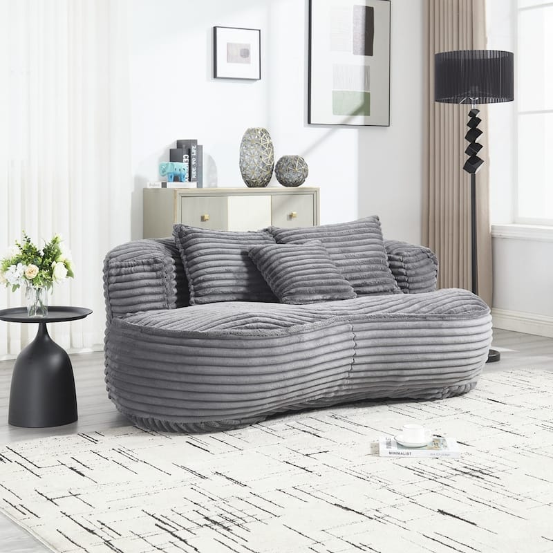 Lazy Sofa Durable Comfort Lounger High Back Bean Bag Chair Couch for Adults and Kids - 2 Seat - Dark Gray