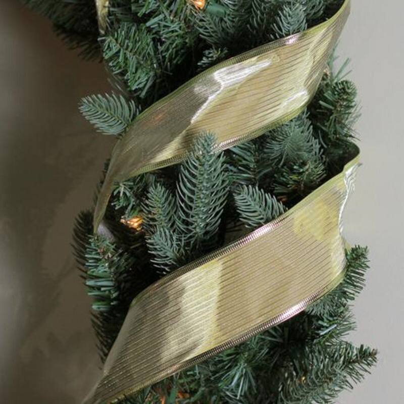 Shimmery Gold Horizontal Striped Christmas Wired Craft Ribbon 2.5" x 10 Yards