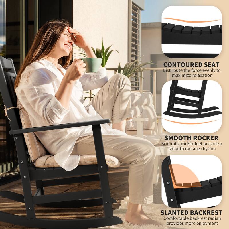 Vrakae All Weather Outdoor High Back Rocking Chair