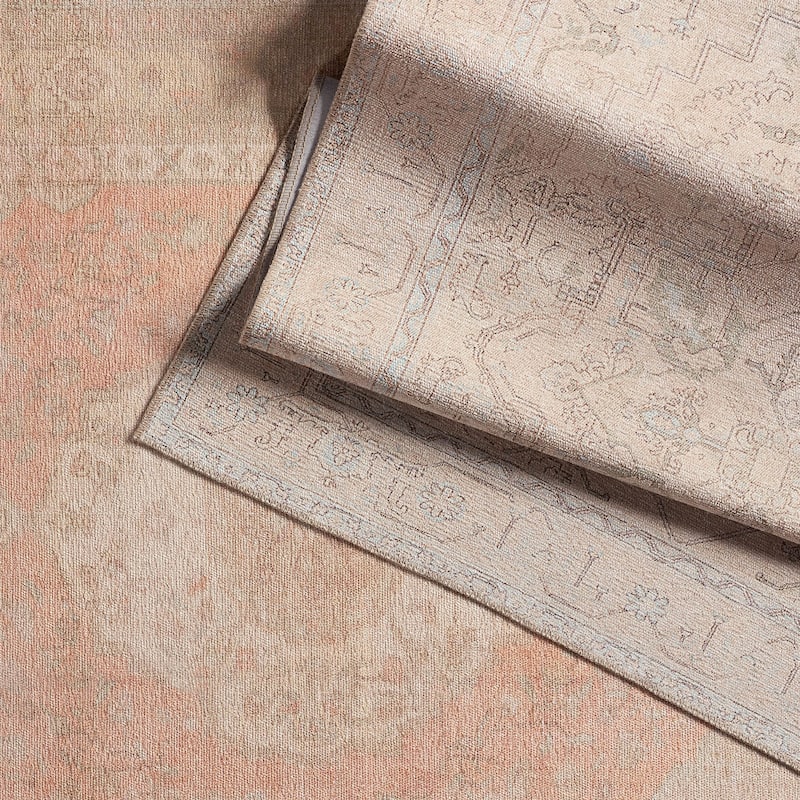 Lexa Machine Washable Medallion Orange/Tan Rug